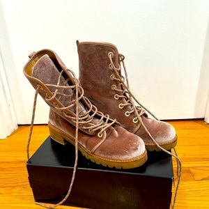 Stuart Weitzman Velvet Combat Boot